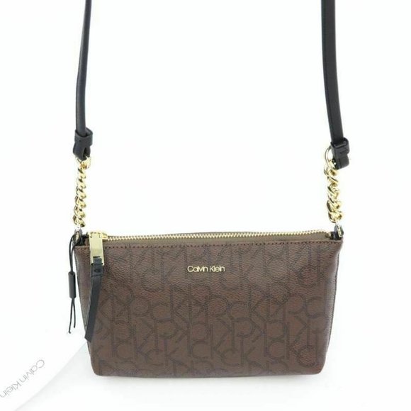 Calvin Klein Handbags - Calvin Klein Womens Hayden Crossbody Bag Brown Sig